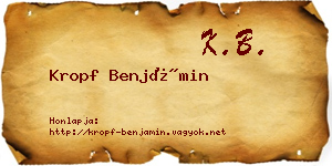 Kropf Benjámin névjegykártya