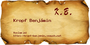 Kropf Benjámin névjegykártya
